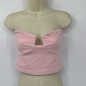 Susana Monaco angled wire strapless tube top shirt jersey knit pink crop new L